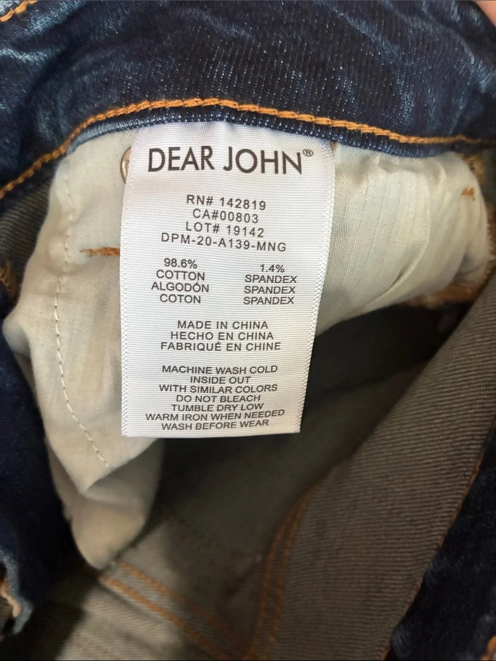 Dear John Dark Blue Denim Straight Leg Jeans
